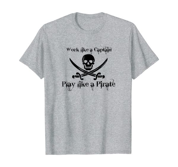 

work like captain play like pirate shirt - skull crossbones, White;black