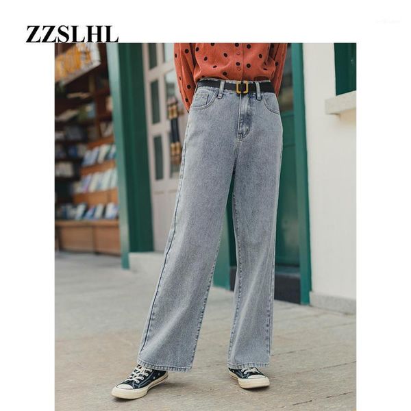 

women's jeans 2021 autumn arrival high waist loose straight style wide leg, Blue