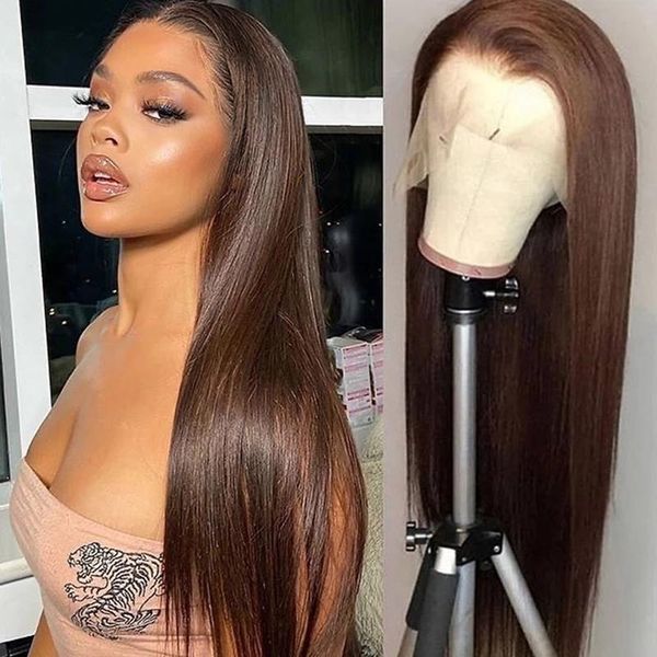 

lace wigs alipearl hair brown brazilian wig 13x4 front straight human 180% density color for women, Black;brown
