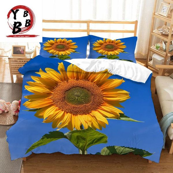 

bedding sets sunflower 3d twin full  king quilt cover pillow case 3pcs single double duvet luxury bedclothes