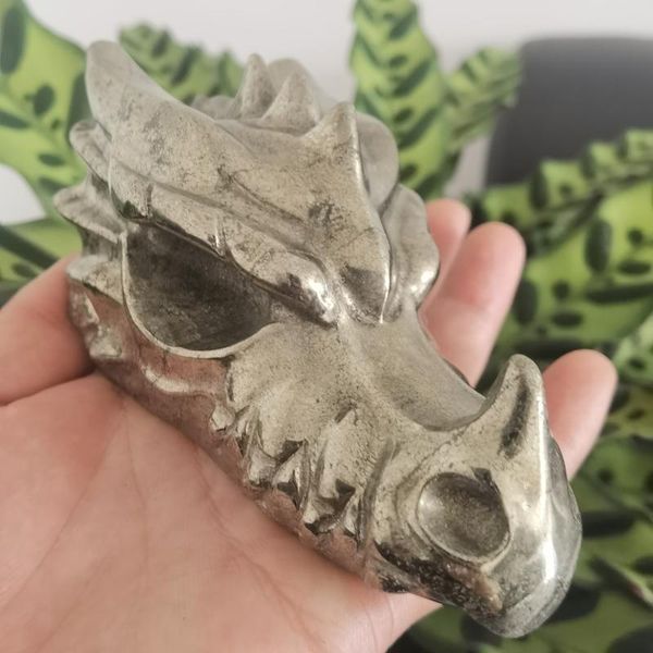 

natural pyrite dragon carving collectibles metaphysical healing decorative objects & figurines