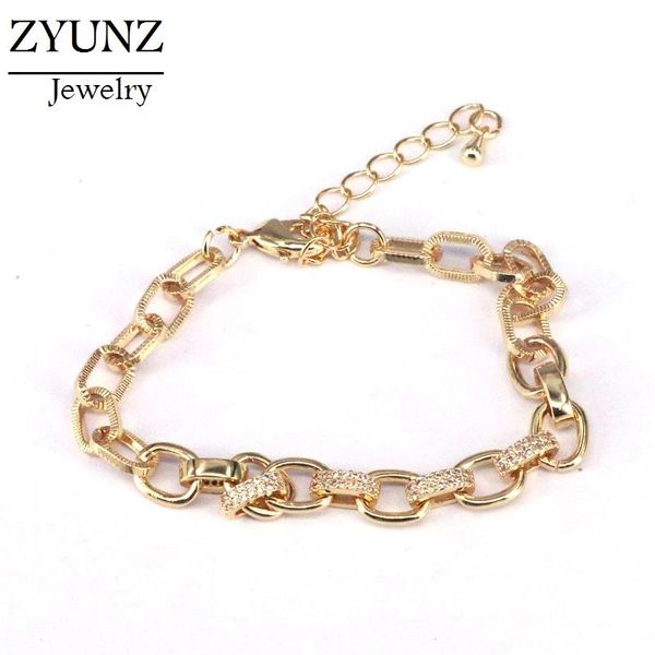 

charm bracelets 6pcs, cuban bracelet iced out link chain for men women paved cz jewelry accessories gift, Golden;silver
