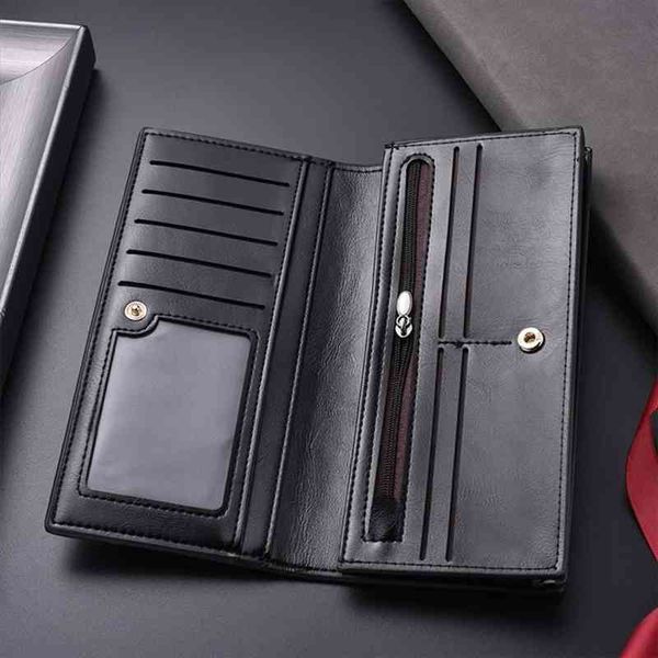 

fashion long section wallets for men famous brand coin bag high capacity id wallet purse zipper clutch mobile phone, Red;black