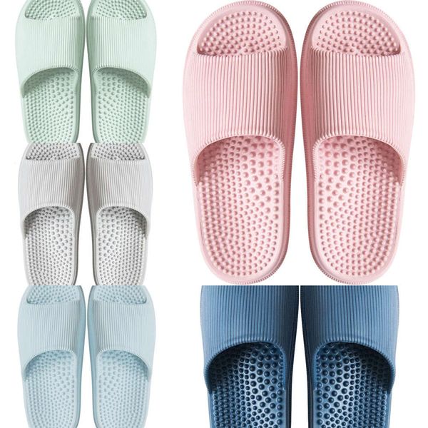 

casual shoes jingshilu | lovers' sandals women's indoor eva waterproof and antiskid bathroom thick sole full massage slippers summ, Black