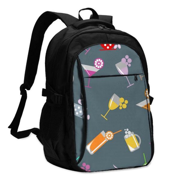 

backpack bags school for boy girl teenagercute cocktail glass wine beer usb charge computer lapback pack