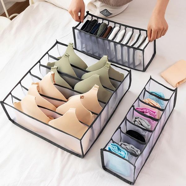 

folding underwear storage box fabric mesh socks finishing household partition grid drawers