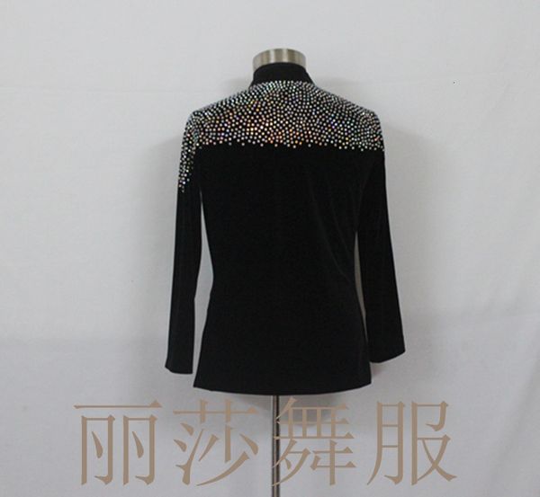 

tailored national standard men's shirt with rhinestone, Black;red