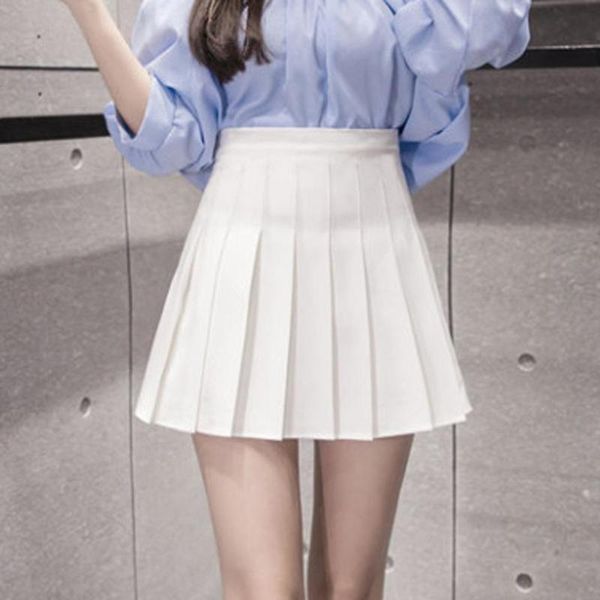 

skirts 8 color pleated satin skirt summer high waist mini women's fashion slim casual tennis school vacation, Black