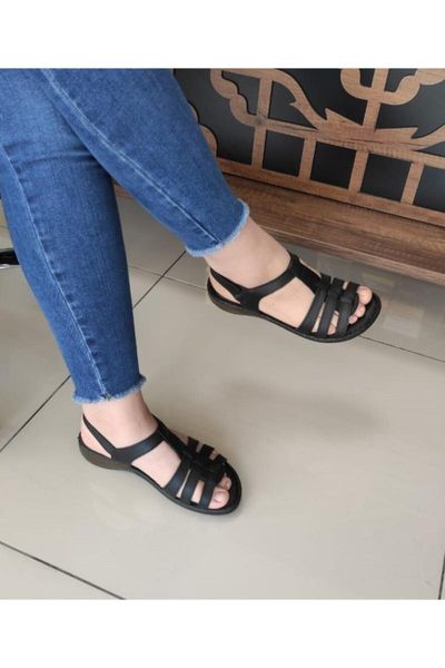 

women's black flat bottom sandals