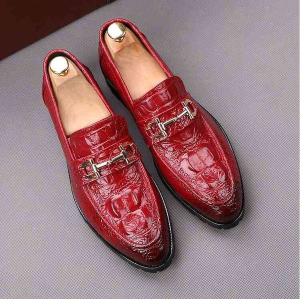

men fashion italian dress shoes retro genuine leather grain party wedding slip on flat loafers s219, Black