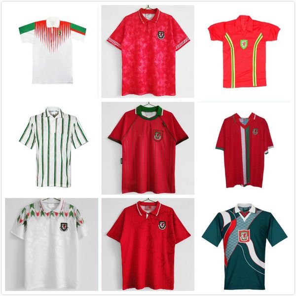 

wales 1994 1995 1996 retro soccer jersey giggs hughes saunders rush boden speed vintage classic football shirt, Black;yellow