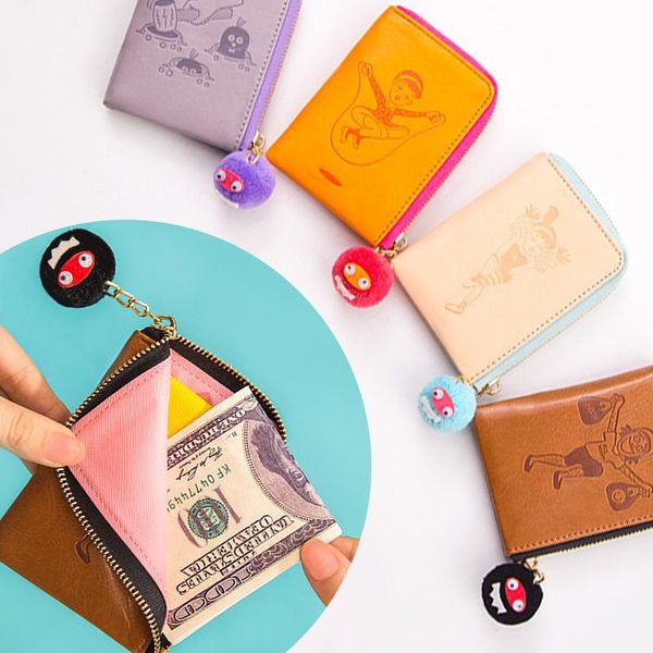 

wallets cute funny wallet korean ulzzang strange uncle hair ball fun rounded bag, Red;black
