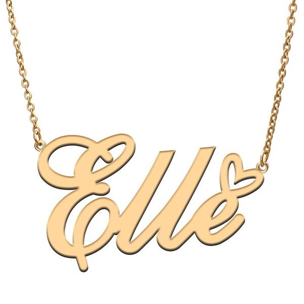 Anhänger Halsketten Liebe Herz Elle Name Halskette Für Frauen Edelstahl Gold Silber Typenschild Femme Mutter Kind Mädchen Geschenk