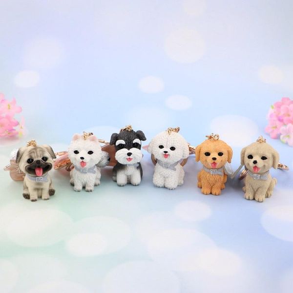 

keychains 2021 cute dog teddy golden retriever key chain fashion backpack keyring creative car pendant gift for woman child, Silver