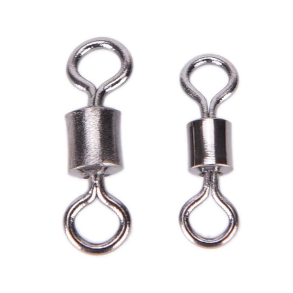 

stainless steel 100pcs 4#/6#/8#/12# fishing swivels rolling swivel connector with ball bearing solid rings hooks