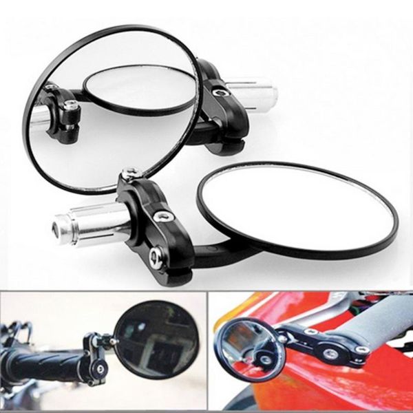 

motorcycle mirrors 1 pair abs plastic round 7/8" handle bar end rotatable rear view side atv mirror