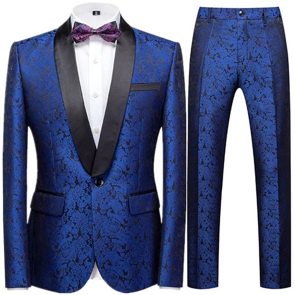 

men's suits & blazers 2021 spring autumn casual business boutique flower print suit two piece set / coat jacket pants trousers, White;black