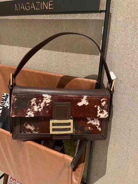 

winter new leopard horse hair armpit bag minority design magic stick same bag female purses sale