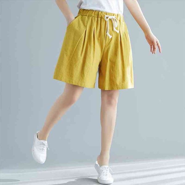 

m-3xl plus size cotton linen women shorts drawstring waist loose wide leg summer shorts casual white short femme trousers c7247, White;black