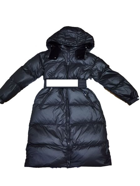 

luxury french ladies women's down jacket maya france brand designer hooded long thick warm zipper coat, Black