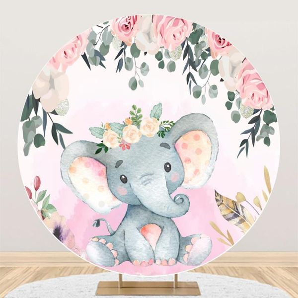 

party decoration baby elephant animal flowers happy birthday arch background cloth props