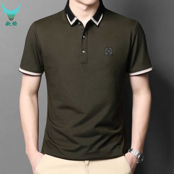 

summer men's 2021 short sleeve t-shirt lapel polo fir youth leisure embroidery mercerized cotton, White;black