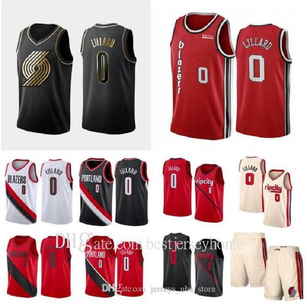 

sale men basketball portlandtrail blazers 0 damien lillard red white black swingman sleeveless jersey and pant quick dry size s-2xl, Black;red