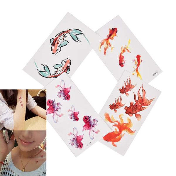 

temporary tattoos 1 sheet 3d gold fish waterproof tattoo goldfish girl tatto stickers flash tatoo fake