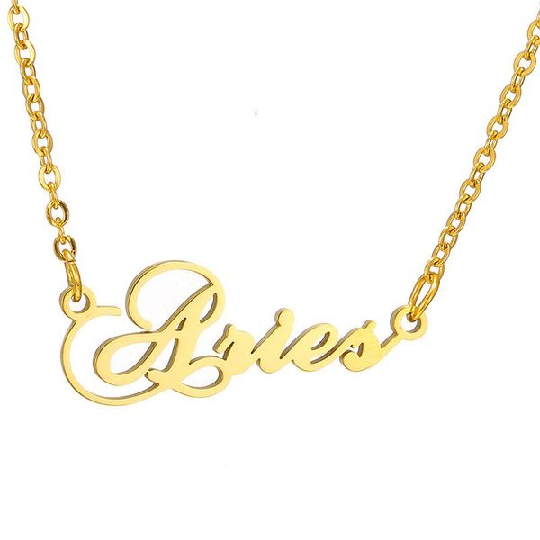 

pendant necklaces 12 constellation necklace scorpio aries taurus gemini horoscope signs stainless steel letter, Silver