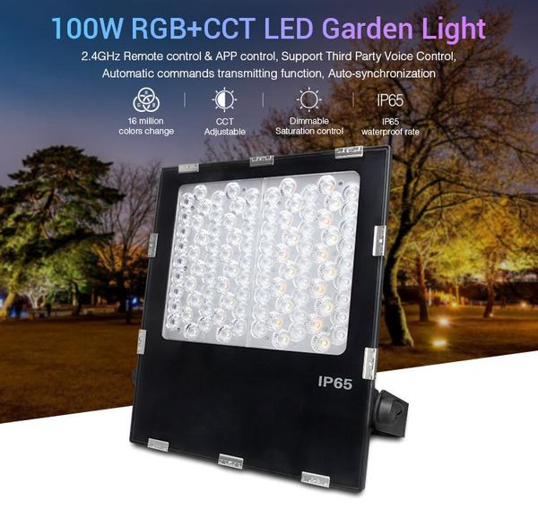 

floodlights [seven neon]ac100-240v 100w rgb+cct led garden light ( lora 433mhz ) wirless outdoor dimmable 16million lights subordinate lamp