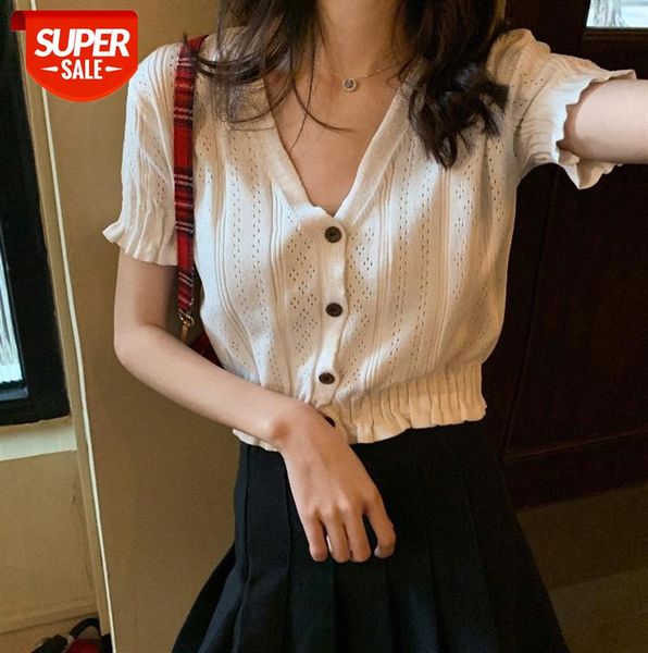 

korean style insv-neck hollow knit thin cardigan #ax4g, Black;gray