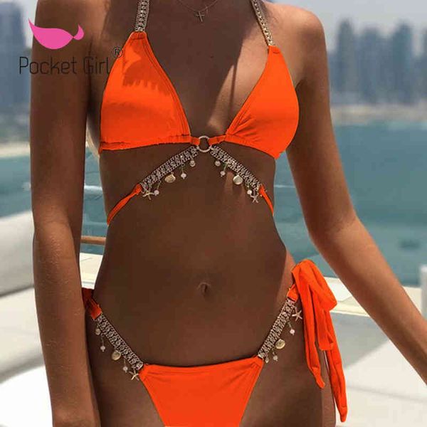

women's swimwear pocket girl crystal rhinestones glitter diamond women bikini set beach bathing suit swimsuit push up brazilian nza7, White;black