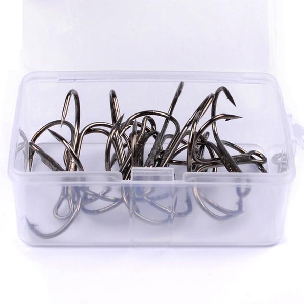 

10pcs/box fishing hook high carbon treble hooks super sharp solid size 1/0# 2/0# 3/0# triple barbed steel fish accessories