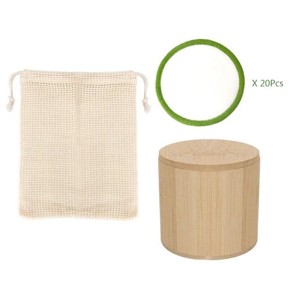 

sponges, applicators & cotton 27rc 16/20pcs reusable bamboo fiber pads washable makeup remover pad soft face skin cleaner facial cleaning