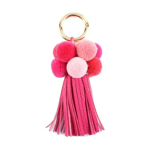

bag parts & accessories colorful boho style big ball with pompom hanging tassel keychains for women jewelry, Black