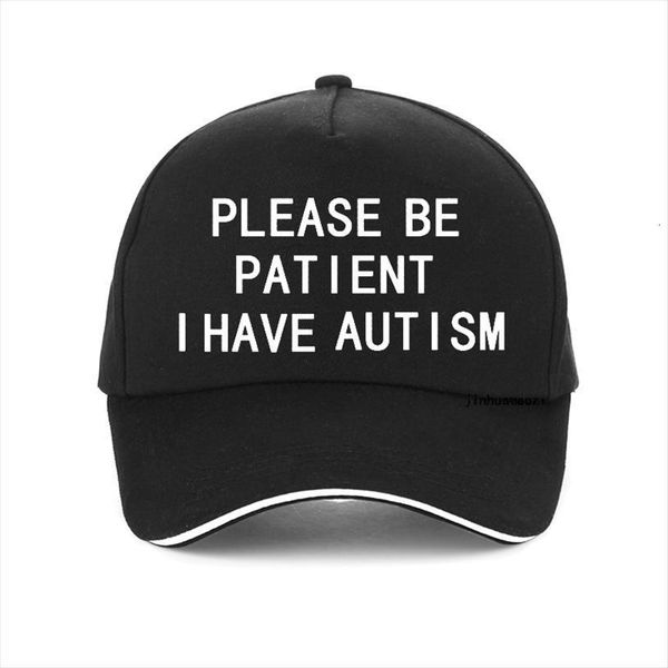 

please be patient i have autism letter print baseball caps men women 100%cotton dad summer adjustable snapback hat, Blue;gray