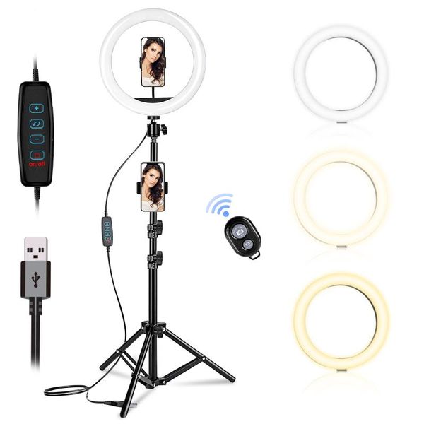 

flash heads selfie ring light with tripod phone holder pography lighting bluetooth remote led lamp for vlog makeup youtube tiktok