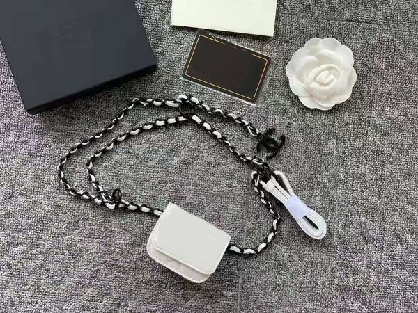 

update design tiny caviar leather mini earphone bags chains strap shoulder handbags check small cross body fashion wallet purse gold hardwar