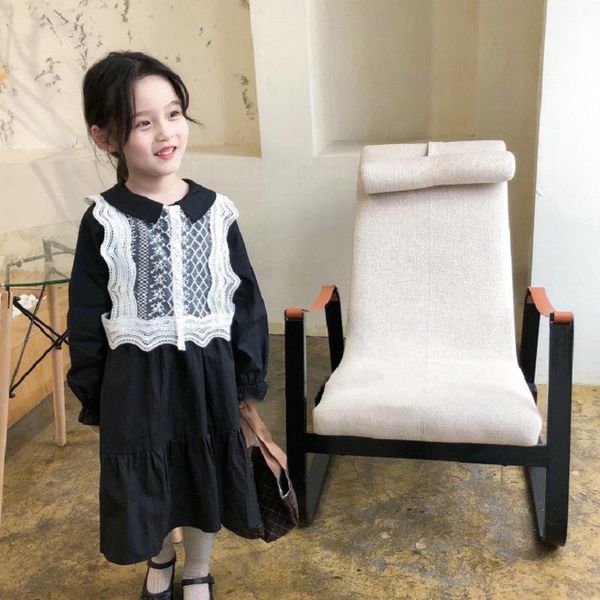 

clothing sets girls dress mori elegant lace long sleeved princess spring and summer children's wear clothes, White