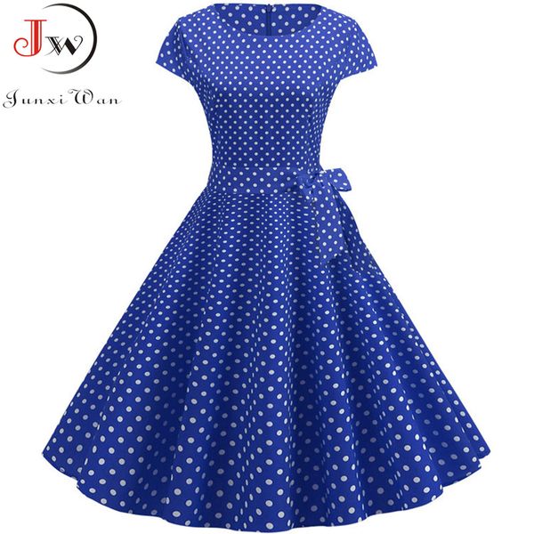 

2021women summer dresses robe vintage 1950s 60s pin up big swing party work wear rockabilly dress white polka dot vestidos, Black;gray