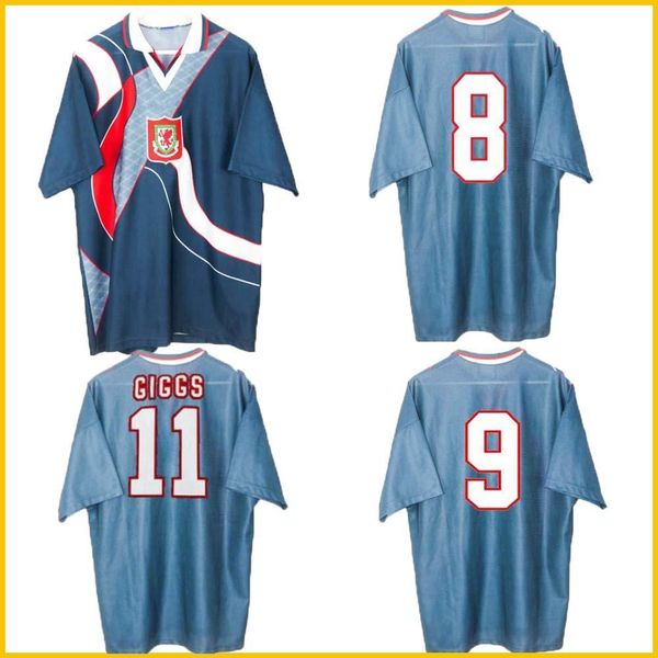 

1996 1995 wales retro soccer jersey 95 96 giggs hughes saunders rush boden speed vintage classic football shirt, Black