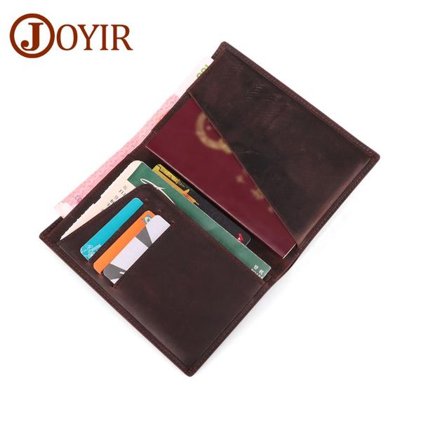 

card holders joyir genuine leather passport wallet men crzay horse travel cover holder multifunction, Brown;gray