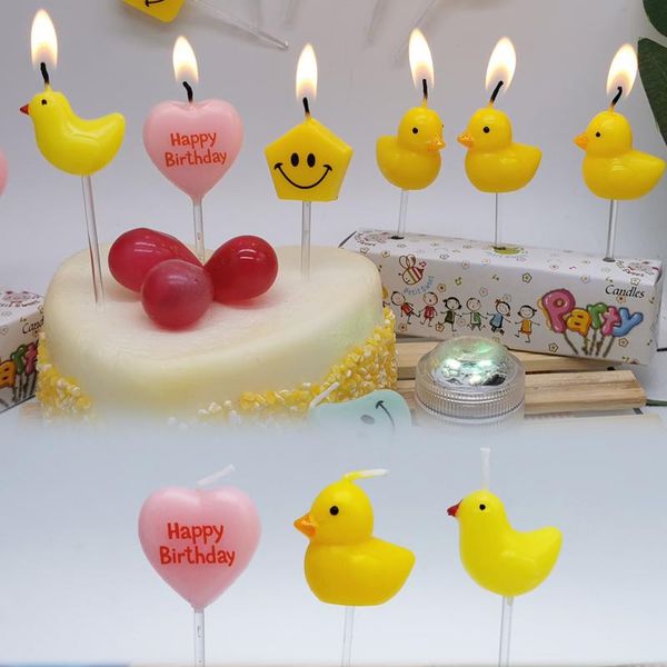 

other festive & party supplies happy birthday decoration cake candles korea ins smokeless color candle animal yellow duck love retro robot t