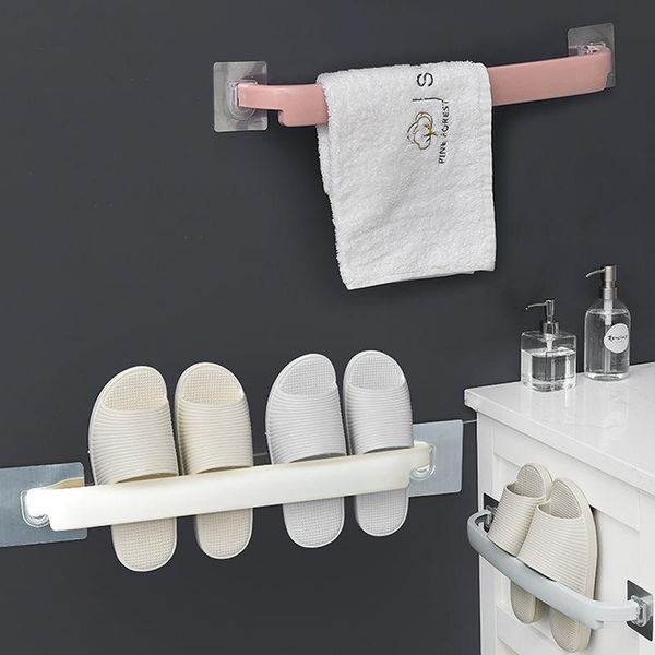 

towel racks 6pcs/lot punch-bathroom rack paste kitchen single rod rag thickened bar storage shelf g8063