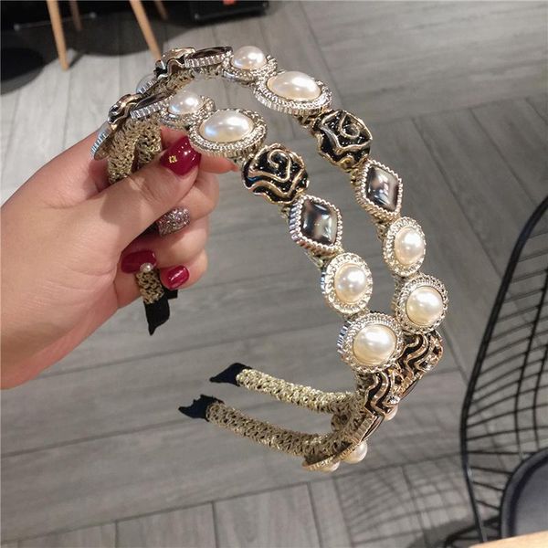 

hair clips & barrettes women accessories pearls headbands fashion crystal hairbands handmade girls bezel for elegant head bands hoop, Golden;silver