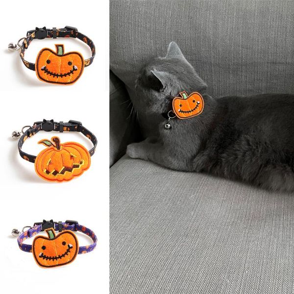 

cat collars & leads 1pc halloween series nylon adjustable collar pumpkin accessories disassembly with bells 28*1cm