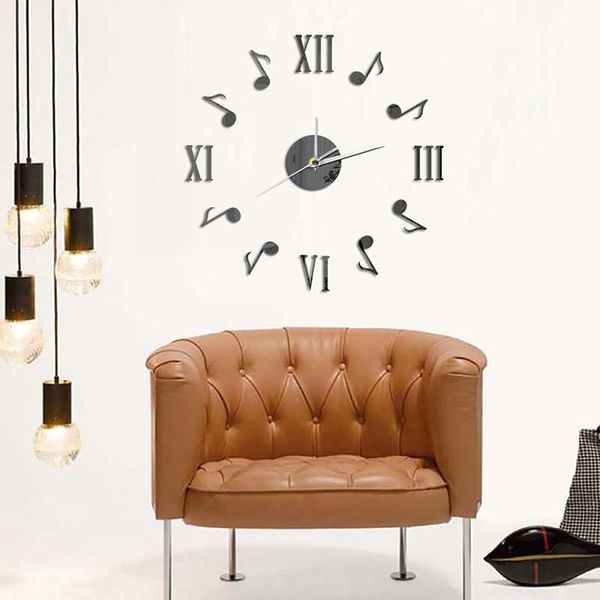 

wall clocks 3d big acrylic mirror clock diy quartz watch still life modern home decoration living room stickers