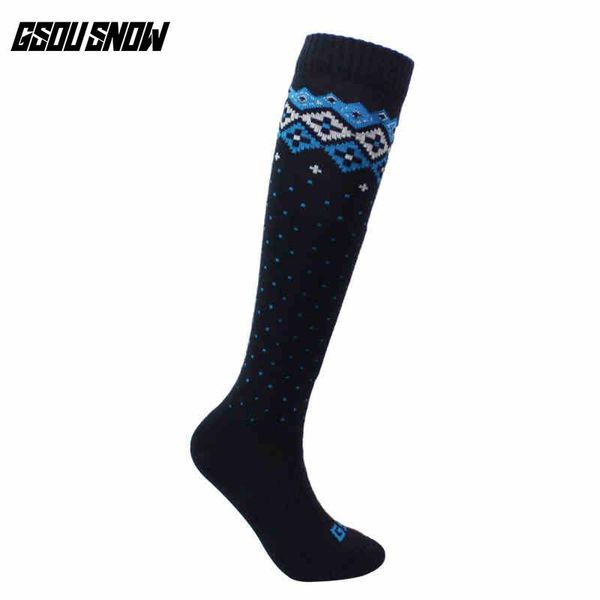 

sports socks gsou snow thicken cotton men women winter warm thermal skiing snowboarding walking hiking warmer stockings, Black