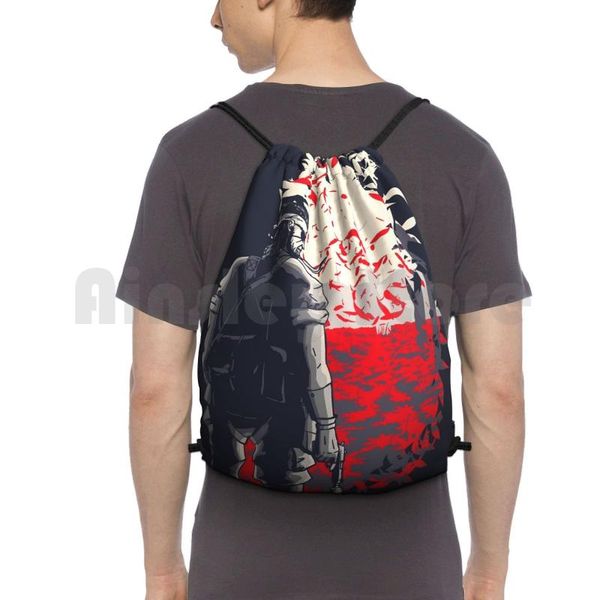 

big ( for dark backgrounds ) backpack drawstring bags gym bag waterproof snake metal gear solid games ps3 ps2