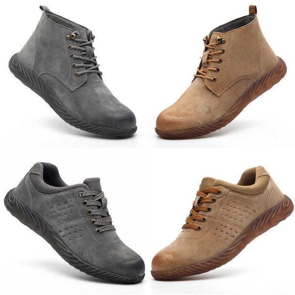 

r non-brand men women safety shoes high low grey yellow anti-smash anti-stab pork skin electric jelly-soled security shoe, Black